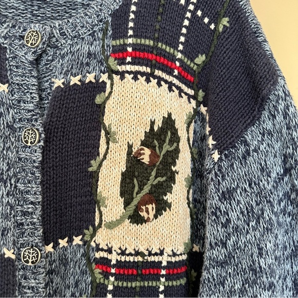 Vintage Nutcracker Women L Cardigan Sweater Cardinal Bird Christmas Cottagecore - Picture 6 of 9